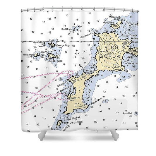 Virgin Gorda Virgin Islands Nautical Chart Shower Curtain