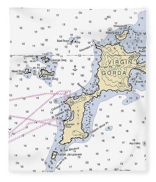 Virgin Gorda Virgin Islands Nautical Chart Blanket