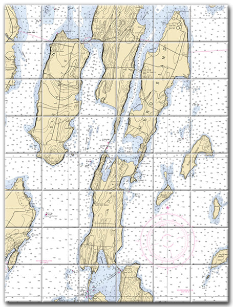 North Hero Island Lake Champlain Nautical Chart Tile Art-Mural-Kitchen Backsplash-Bathroom Tile-Countertop by SeaKoast