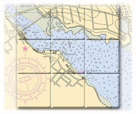 Belfast Harbor Maine Nautical Chart Tile Art-Mural-Kitchen Backsplash-Bathroom Tile-Countertop by SeaKoast