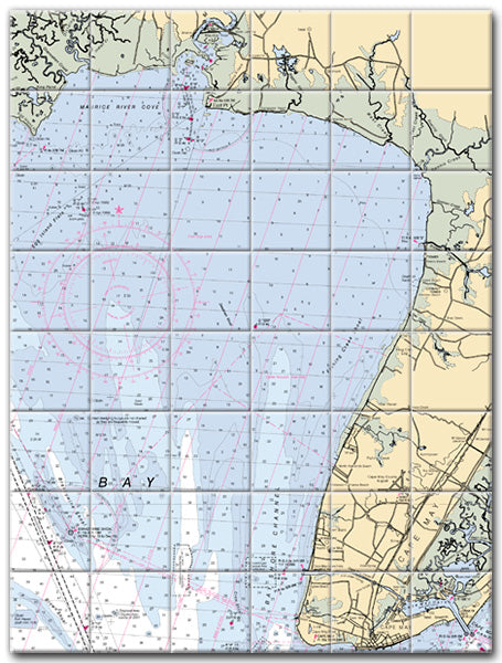 Cape May-Matts Landing New Jersey Nautical Chart Tile Art-Mural-Kitchen Backsplash-Bathroom Tile-Countertop by SeaKoast