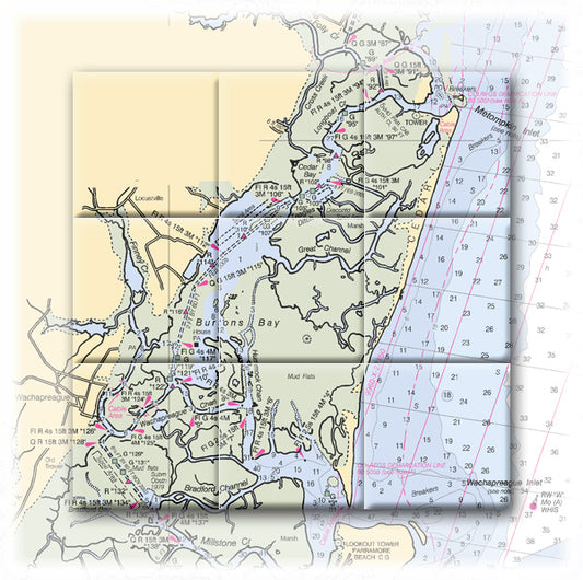 Burtons Bay Virginia Nautical Chart Tile Art-Mural-Kitchen Backsplash-Bathroom Tile-Countertop by SeaKoast