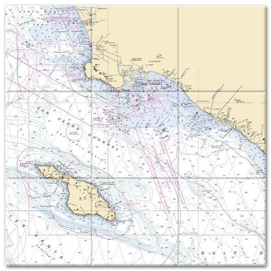 Catalina to Los Angeles California Nautical Chart Tile Mural-Kitchen Backsplash-Bathroom Tile-Countertop by SeaKoast