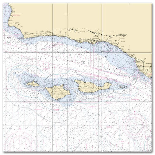 Channel Islands California Nautical Chart Tile Mural-Kitchen Backsplash-Bathroom Tile-Countertop by SeaKoast