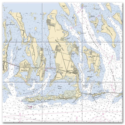 Big Pine Key Torch Florida Nautical Chart Tile Mural-Kitchen Backsplash-Bathroom Tile-Countertop by SeaKoast