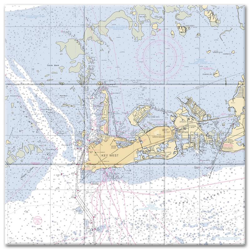 Key West, Florida Nautical Chart Tile Mural | Nautical products for sea