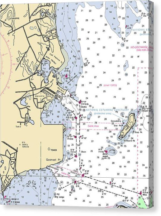 Allen Harbor-Rhode Island Nautical Chart Canvas Print