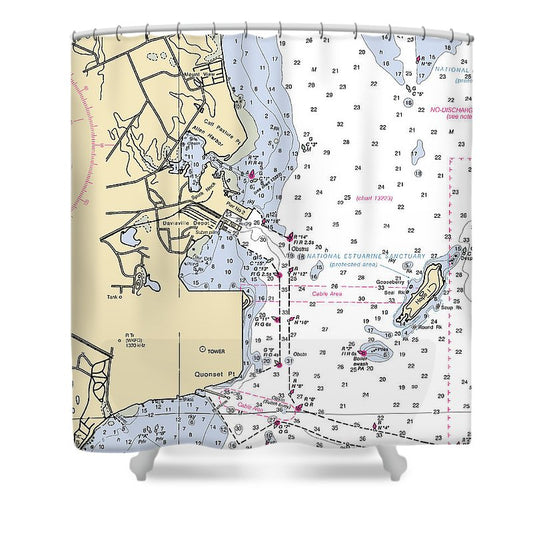 Allen Harbor Rhode Island Nautical Chart Shower Curtain