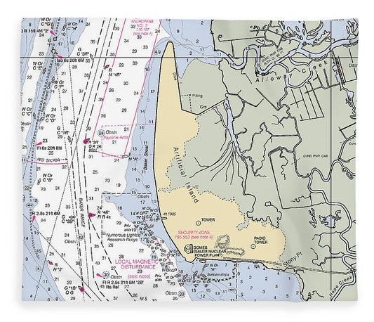 Alloway Creek New Jersey Nautical Chart Blanket