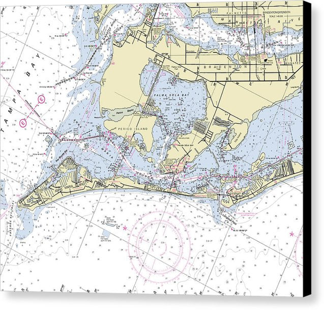 Anna Maria Island Florida Nautical Chart – 000" x 6 – Canvas Nautical Chart Print by SeaKoast