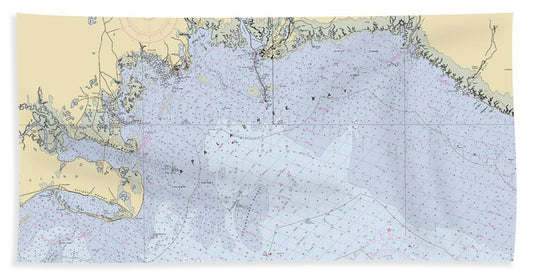 Apalachee-bay -florida Nautical Chart _v6 - Bath Towel
