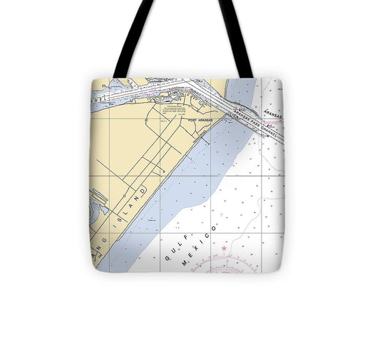 Aransas Pass Texas Nautical Chart Tote Bag