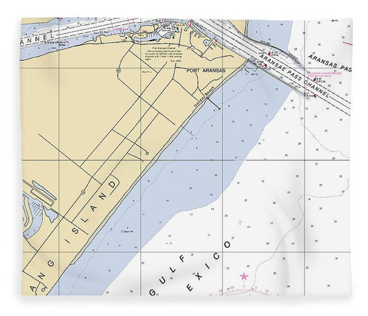 Aransas Pass Texas Nautical Chart Blanket
