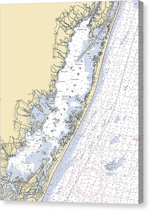 Assateague Island -Maryland Nautical Chart _V2 Canvas Print