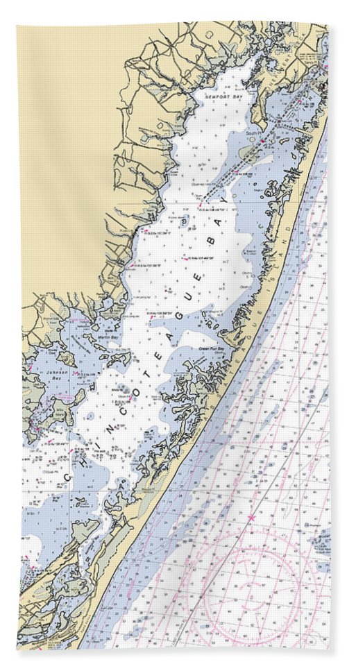 Assateague Island -maryland Nautical Chart _v2 - Bath Towel