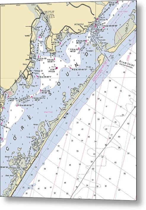 A beuatiful Metal Print of the Atlantic-North Carolina Nautical Chart - Metal Print by SeaKoast.  100% Guarenteed!