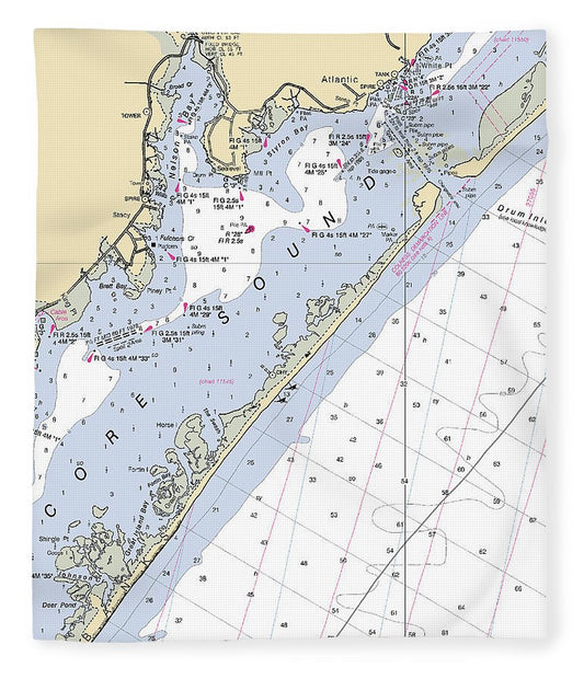 Atlantic North Carolina Nautical Chart Blanket