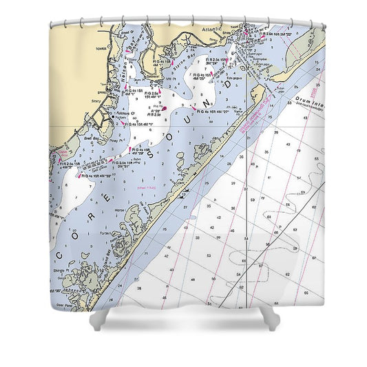 Atlantic North Carolina Nautical Chart Shower Curtain