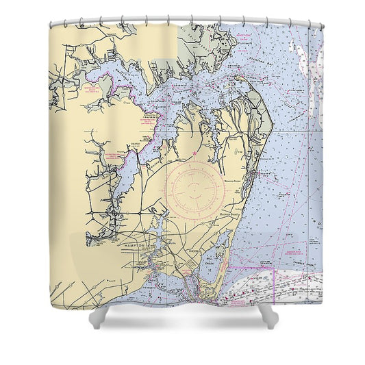 Back River To Newport News Virginia Nautical Chart Shower Curtain