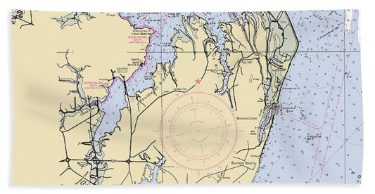 Back River To Newport News-virginia Nautical Chart - Beach Towel