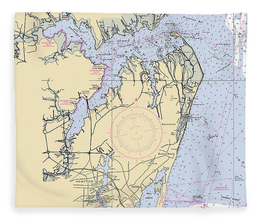 Back River To Newport News Virginia Nautical Chart Blanket