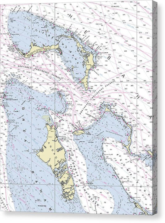 Bahamas North Nautical Chart Canvas Print