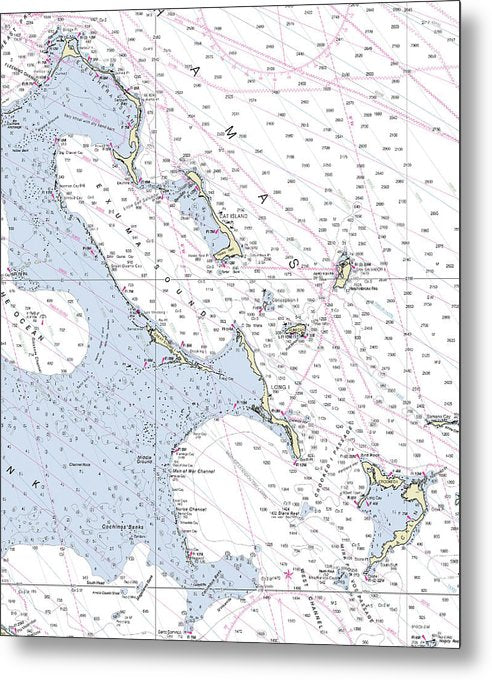 A beuatiful Metal Print of the Bahamas South Nautical Chart - Metal Print by SeaKoast.  100% Guarenteed!