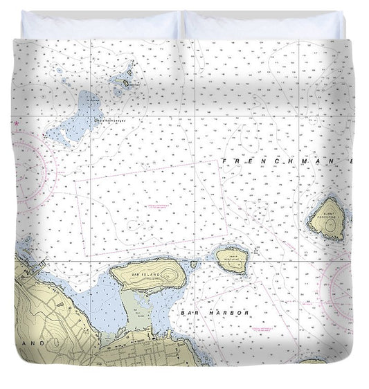 Bar Harbor Maine Nautical Chart Duvet Cover