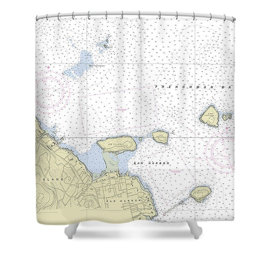 Bar Harbor Maine Nautical Chart Shower Curtain