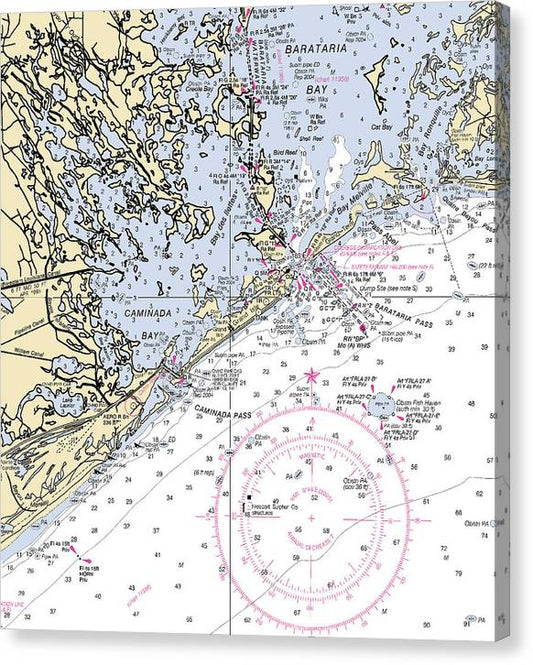 Barataria And Caminada Bays-Louisiana Nautical Chart Canvas Print