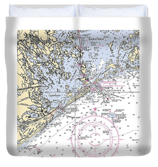 Barataria And Caminada Bays Louisiana Nautical Chart Duvet Cover