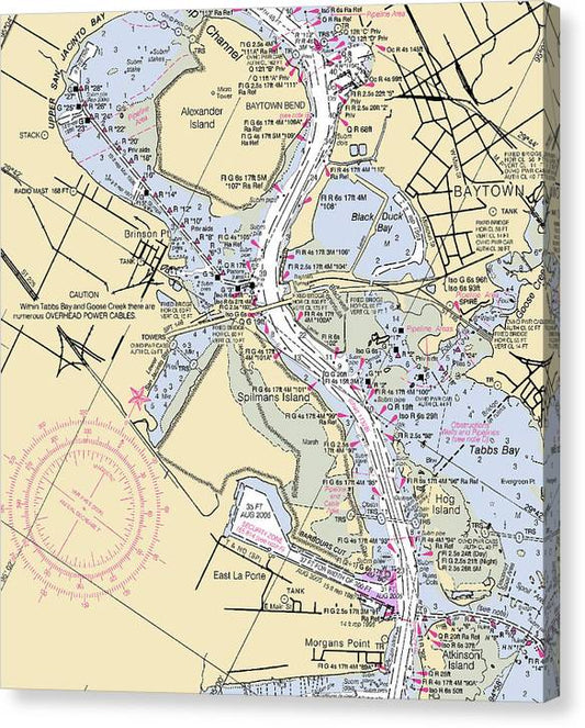 Baytown To Morgan Point-Texas Nautical Chart Canvas Print