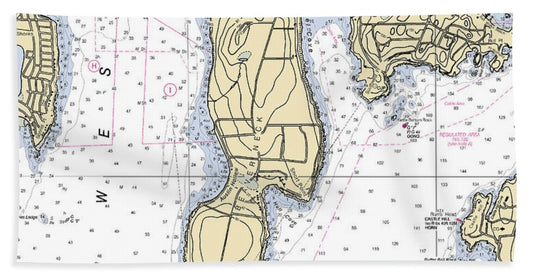 Beaver Neck-rhode Island Nautical Chart - Bath Towel