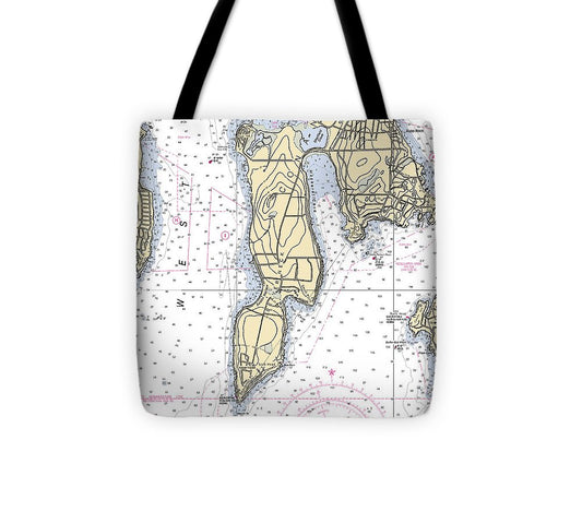Beaver Neck Rhode Island Nautical Chart Tote Bag