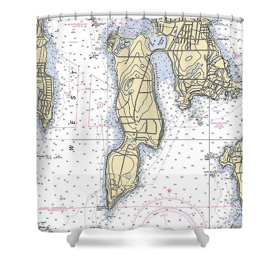 Beaver Neck Rhode Island Nautical Chart Shower Curtain