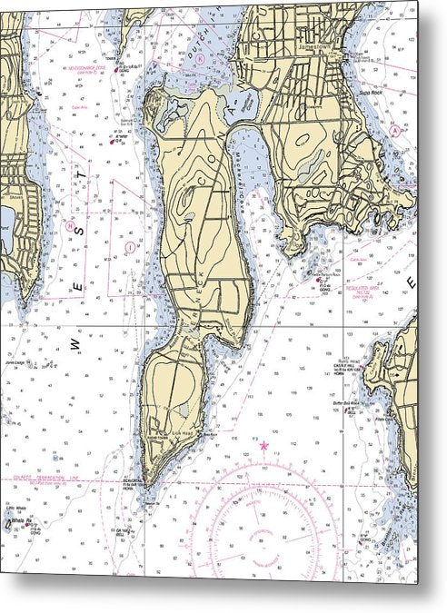 A beuatiful Metal Print of the Beaver Neck-Rhode Island Nautical Chart - Metal Print by SeaKoast.  100% Guarenteed!