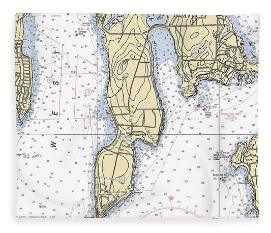 Beaver Neck Rhode Island Nautical Chart Blanket