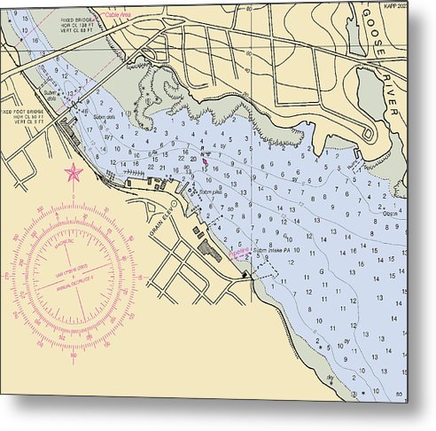 A beuatiful Metal Print of the Belfast Harbor-Maine Nautical Chart - Metal Print by SeaKoast.  100% Guarenteed!