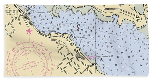 Belfast Harbor-maine Nautical Chart - Bath Towel