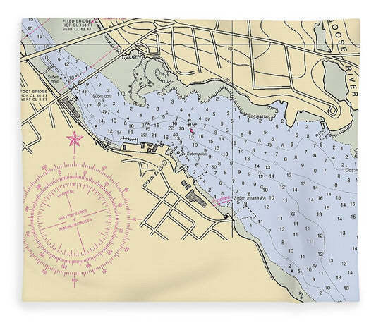 Belfast Harbor Maine Nautical Chart Blanket
