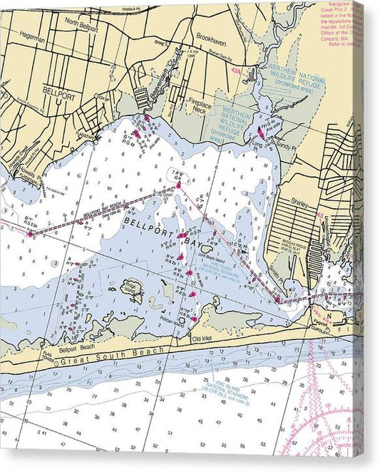 Bellport Bay-New York Nautical Chart Canvas Print