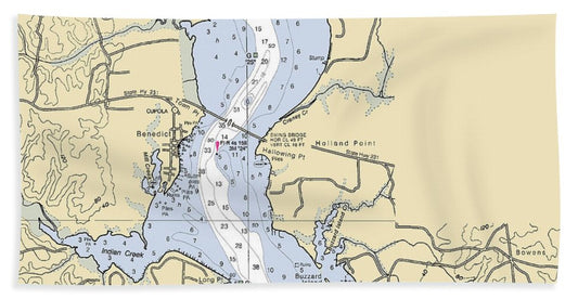 Benedict-maryland Nautical Chart - Bath Towel