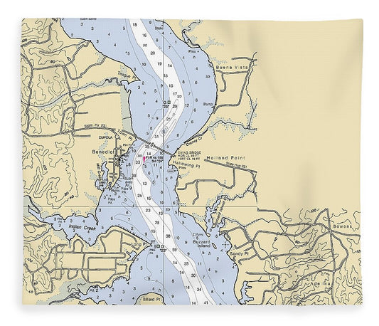 Benedict Maryland Nautical Chart Blanket