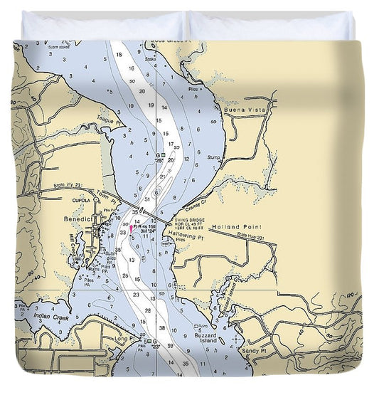 Benedict Maryland Nautical Chart Duvet Cover