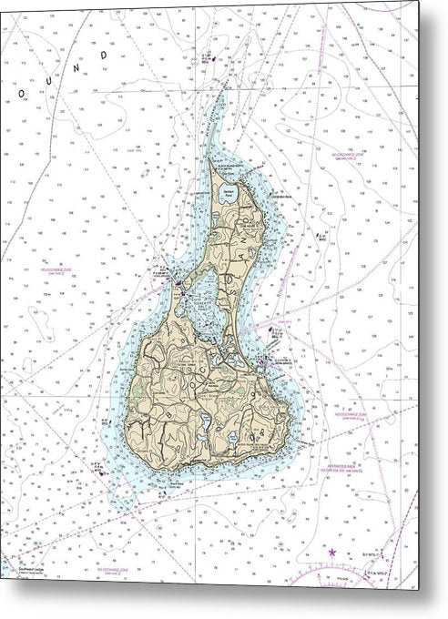 A beuatiful Metal Print of the Block Island Rhode Island Nautical Chart - Metal Print by SeaKoast.  100% Guarenteed!