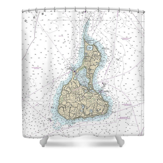 Block Island Rhode Island Nautical Chart Shower Curtain
