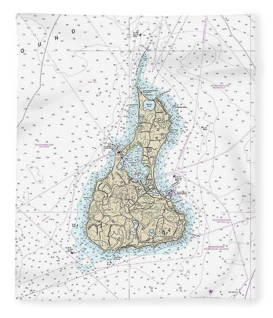 Block Island Rhode Island Nautical Chart Blanket