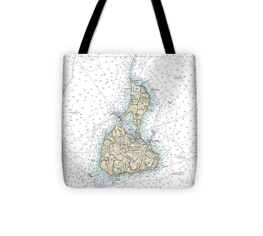 Block Island Rhode Island Nautical Chart Tote Bag