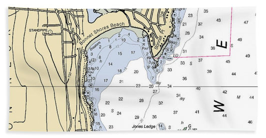 Bonnet Shores-rhode Island Nautical Chart - Beach Towel