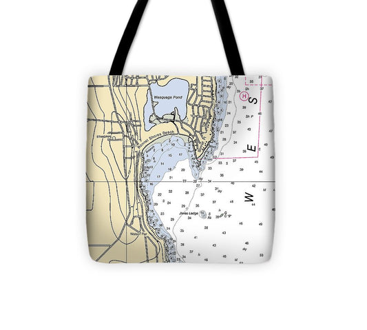 Bonnet Shores Rhode Island Nautical Chart Tote Bag